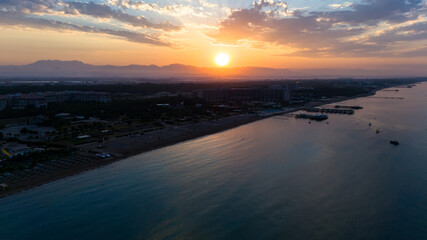 Beautiful sunset sky over the Mediterranean coast of Turkey