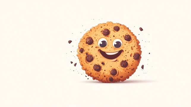 happy cartoon cookie with chocolate chips