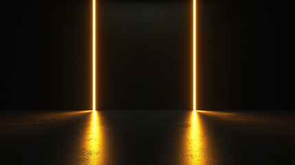 Golden light beams in dark