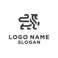 black lion logo simple minimalist lines © conquert