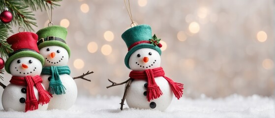 Three Christmas Snowmen Ornaments
