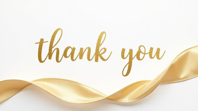 luxury Thank you poster with golden text on white background. Grattitude in business, event invitations, personal thank you notes	