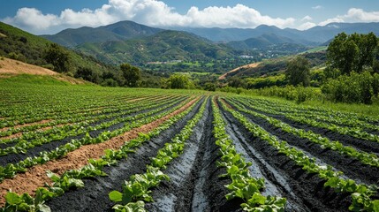 Farmland in a Mountainous Valley