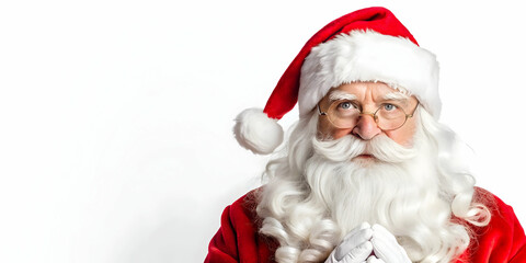 3D Santa Listening to Christmas Wishes: Magical Icon Capturing Children's Hope and Sincerity on a White Background