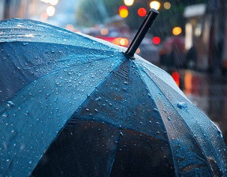Regenschirm auf den es regnet , nahaufnahme 