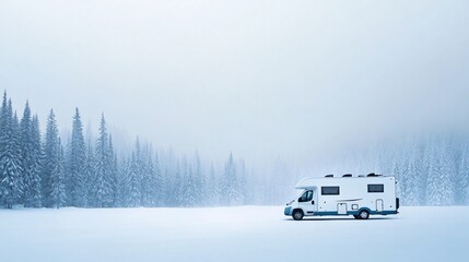 Fototapeta premium Winter Camping in a Motorhome