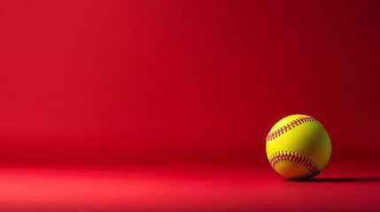 yellow softball on red background