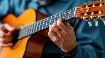 Fototapeta premium Professional Musician Playing Acoustic Guitar