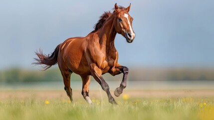 Fototapeta premium Majestic Horse Running Through a Field