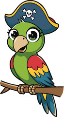 Cute colorful parrot illustration with white background