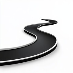 3d winding road curve on white background