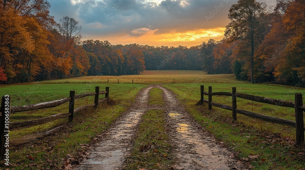 Canvas Prints Autumnal Path in Rural Landscape