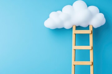 A stairway that ascends to the sky, encircled by white clouds, represents accomplishment and success.