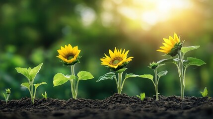 Vibrant Sunflower Growth in Natural Setting