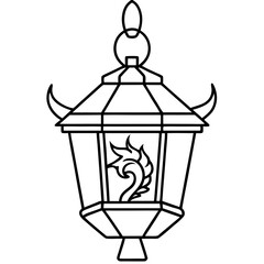 Elegant Vector Illustration of a Lantern Featuring Traditional Chinese Characters

