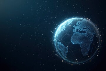 Obraz premium The earth with global network connections on blue background