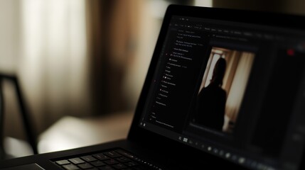 Photographer editing a photo of a woman on a laptop