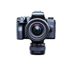Fototapeta premium Professional camera with sleek design and advanced lens features isolated white background, transparent background.