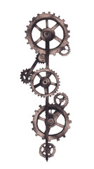 Obraz premium Vintage gears create fascinating mechanical design, showcasing intricate details isolated white background, transparent background.