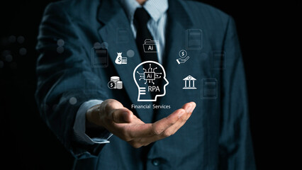 Software technology that enables businesses to create robots for financial services, RPA for financial services.  Digital transformation in finance. Error reduction Time savings in financial services.