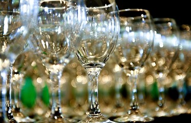 vine glasses in a restaurant, party concept