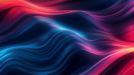 Fototapeta premium Digital artistry displaying fluid waves in blue, pink, and red colors blending together to form a serene and harmonious visual effect.