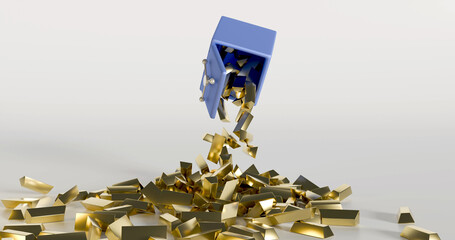 A safe expulsing gold bars