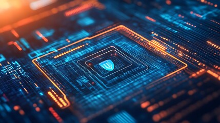Obraz premium Digital Security Concept with Glowing Shield