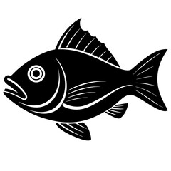 Artistic Minimal Fish Head Side Vector Illustration for Creative Designs
