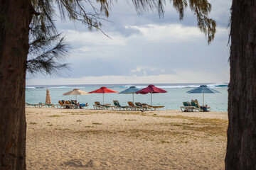 Beach umbrellas in Mauritius