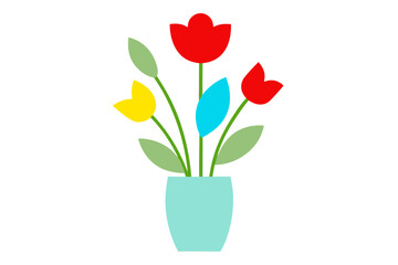 Minimalist vector illustration of a bold and colorful bouquet of flowers in graphic style
