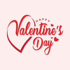 Happy Valentine's Day handwritten lettering greeting card Heart shapes vector illustration. Vlentines Day celebration template, wallpaper, banner, poster, sticker, label. 14 February.