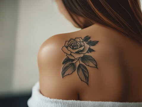 Girls's back with a tattoo
