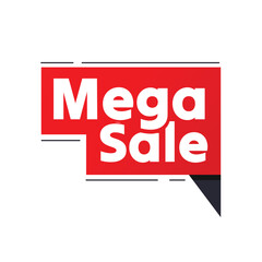 Mega sale sticker, badge, label, tag, emblem. Business promotion template vector illustration. Big sale poster, banner. Special offer, big sale, discount, best price, mega sale logo.