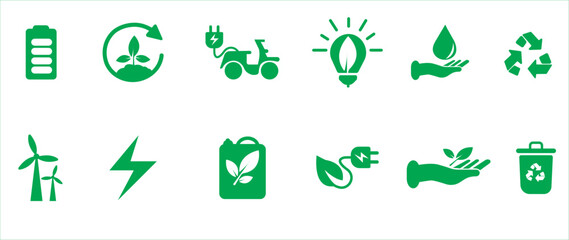 Environmental protection icon set. Environment protection icons vector illustration. Energy,ecosystem icons