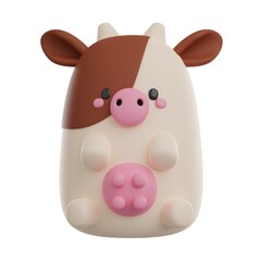 Naklejka premium A cute 3D render children illustration of a small cow with playful colors 