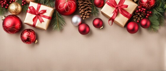 Christmas Decorations with Gifts and Ornaments