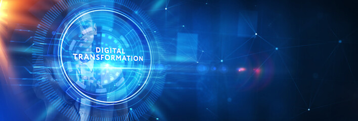 Concept of digitization of business processes and modern technology. Digital transformation.
