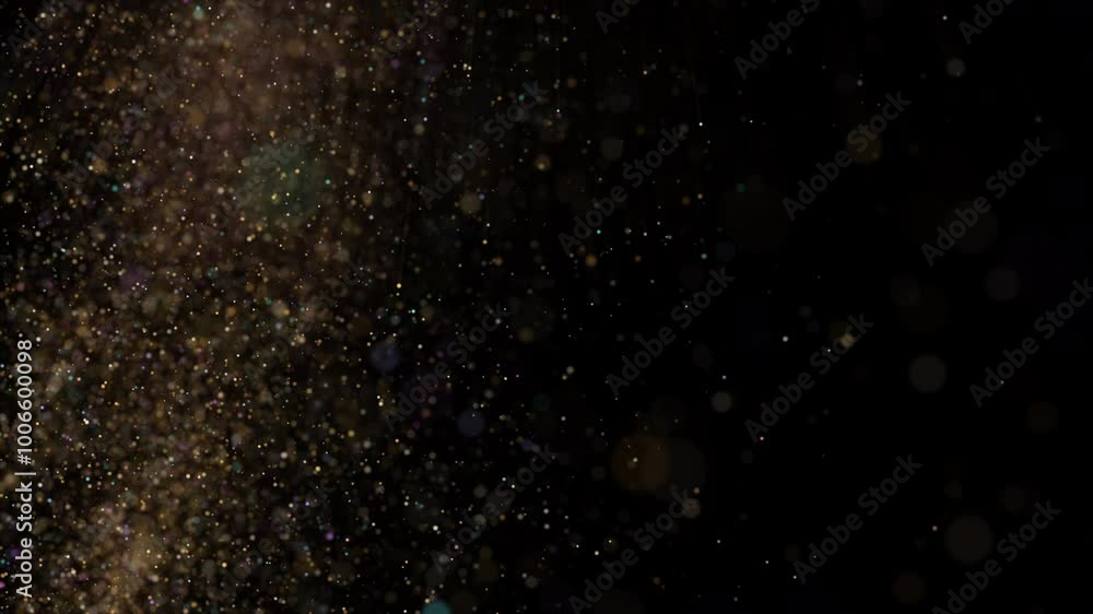 Aufkleber 4k explosion of golden bokeh lights. holiday motion background. glowing particle abstract. 2160p 60f