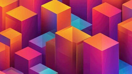 Colorful geometric forms emerge from a striking gradient background, creating a sense of depth and artistry