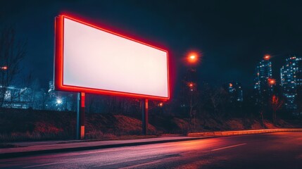 Blank Billboard on Urban Night