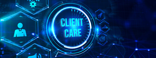 Obraz premium Customer Care Center. Client. Business, Technology, Internet and network concept. 3d illustration