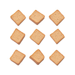 Nine Toasted Bread Slices in a Grid Pattern