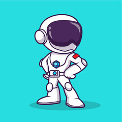 cute astronaut cartoon character with standing pose