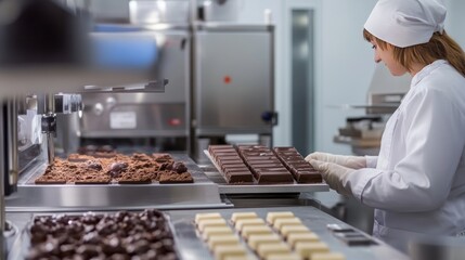 A woman in a white hat and apron is working in a kitchen