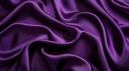 Fototapeta premium Purple satin fabric, an elegant and luxurious background. Purple silk texture. Purple cloth background. Purple silk satin fabric with waves
