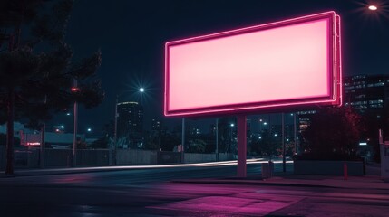 Blank Billboard at Night