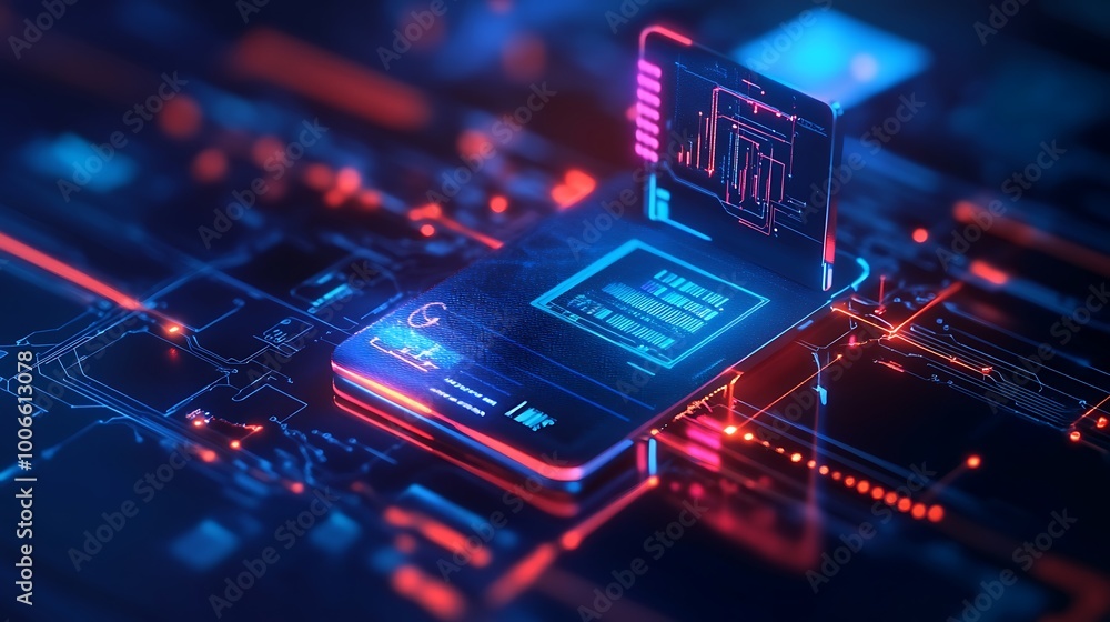 Aufkleber futuristic circuitry: digital glow and data flow