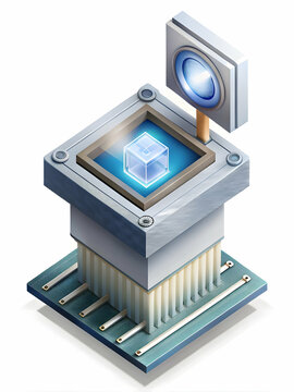 Macro Shot of Quantum Processor Performing Real-Time Vote Auditing: Unprecedented Speed & Accuracy in Election Verification with Quantum Supercomputer Technology