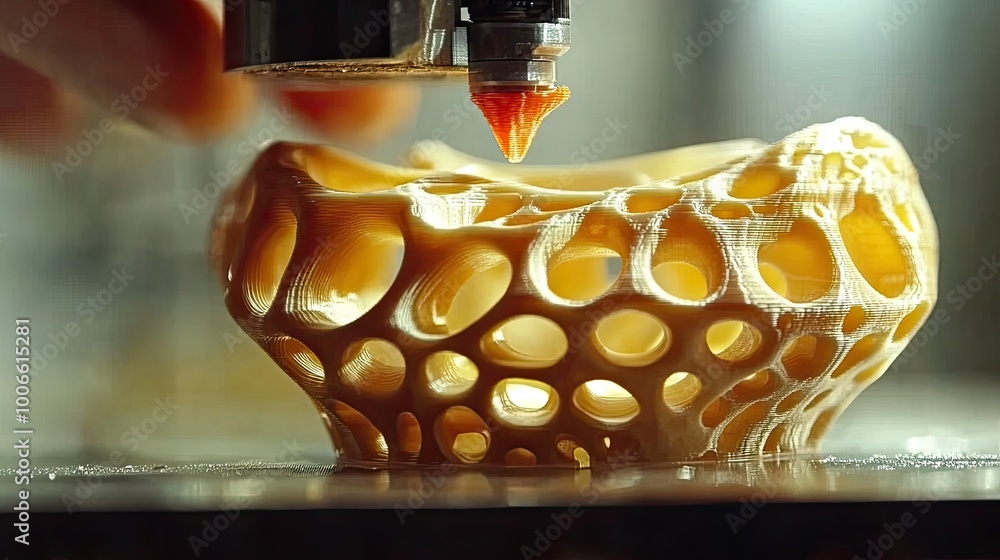 Poster intricate 3d printing process in action